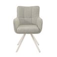 Tori Swivel Dining Armchair - Set of 2 - Natural Legs - Sand - Fabric and Metal